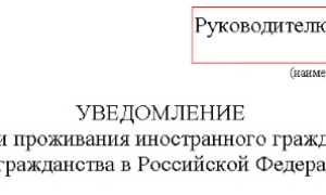 Уведомление о подтверждении проживания иностранца в России: бланк, заполнение, подача