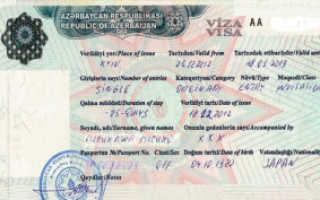 Пример азербайджанской визы: как выглядит